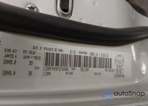 2015 Ram 1500 Laramie из США, поврежденный, VIN 1C6RR7NM0FS730688